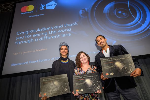 Anam Abbas, Sydelle Willow Smith and Diego Sarmiento at their fellowship announcement in February 2020